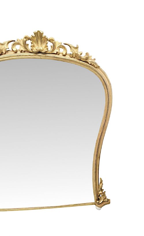 A STUNNING LARGE 19TH CENTURY ARCHTOP GILTWOOD OVERMANTEL MIRROR - ADDITIONAL PHOTO 2