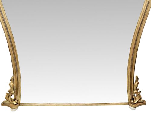 A STUNNING LARGE 19TH CENTURY ARCHTOP GILTWOOD OVERMANTEL MIRROR - ADDITIONAL PHOTO 3
