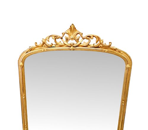A FABULOUS 19TH CENTURY ARCHTOP GILTWOOD OVERMANTEL MIRROR WITH CENTRAL CARTOUCHE - ADDITIONAL PHOTO 2