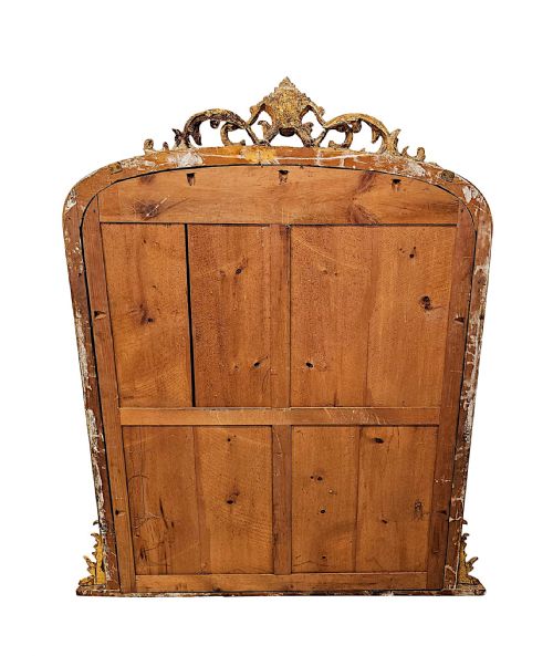 A FABULOUS 19TH CENTURY ARCHTOP GILTWOOD OVERMANTEL MIRROR WITH CENTRAL CARTOUCHE - ADDITIONAL PHOTO 4