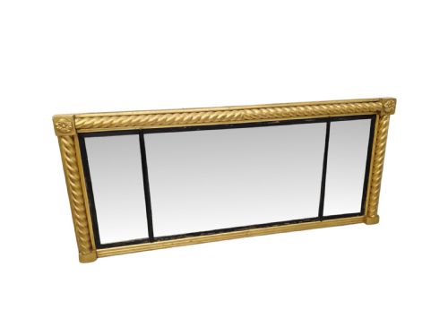 A VERY RARE EARLY 19TH CENTURY REGENCY COMPARTMENTAL OVERMANTEL MIRROR - ADDITIONAL PHOTO 1