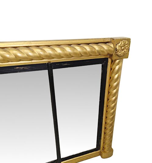 A VERY RARE EARLY 19TH CENTURY REGENCY COMPARTMENTAL OVERMANTEL MIRROR - ADDITIONAL PHOTO 3