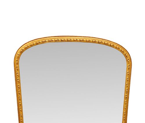 A LOVELY 19TH CENTURY SIMPLE ARCHTOP OVERMANTEL MIRROR WITH FOLIATE DETAILING - ADDITIONAL PHOTO 1