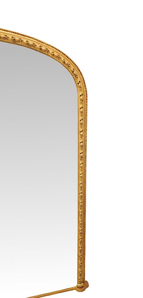 A LOVELY 19TH CENTURY SIMPLE ARCHTOP OVERMANTEL MIRROR WITH FOLIATE DETAILING - ADDITIONAL PHOTO 3
