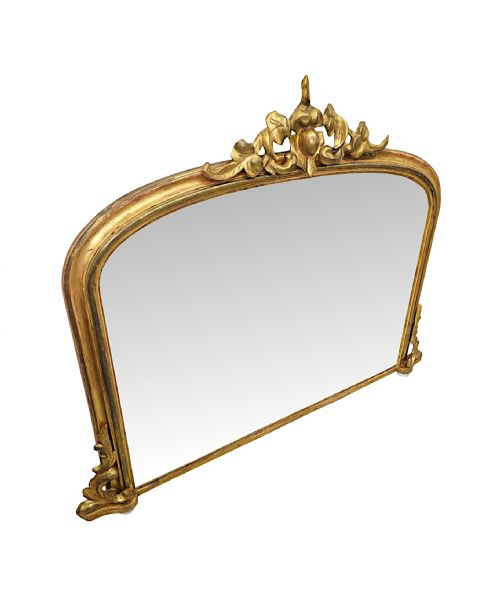 A STUNNING 19TH CENTURY NEAT SIZE GILTWOOD FRAMED ARCHTOP OVERMANTEL MIRROR - ADDITIONAL PHOTO 1