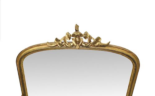 A STUNNING 19TH CENTURY NEAT SIZE GILTWOOD FRAMED ARCHTOP OVERMANTEL MIRROR - ADDITIONAL PHOTO 2