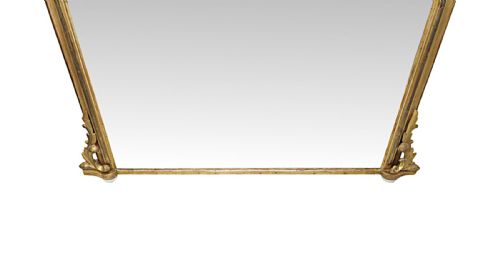 A STUNNING 19TH CENTURY NEAT SIZE GILTWOOD FRAMED ARCHTOP OVERMANTEL MIRROR - ADDITIONAL PHOTO 5