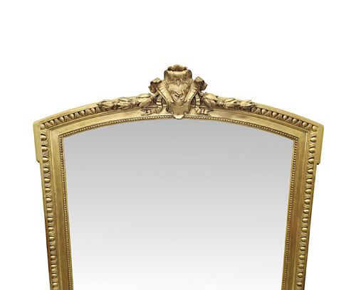 A VERY FINE LARGE 19TH CENTURY GILTWOOD OVERMANTEL OR HALL MIRROR WITH CENTRAL CARTOUCHE - ADDITIONAL PHOTO 1