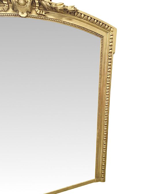 A VERY FINE LARGE 19TH CENTURY GILTWOOD OVERMANTEL OR HALL MIRROR WITH CENTRAL CARTOUCHE - ADDITIONAL PHOTO 2