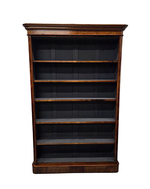 A GORGEOUS NEAT SIZE 19TH CENTURY VICTORIAN WALNUT OPEN BOOKCASE - ADDITIONAL PHOTO 1