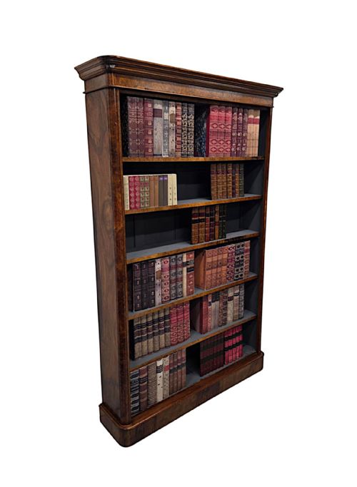 A GORGEOUS NEAT SIZE 19TH CENTURY VICTORIAN WALNUT OPEN BOOKCASE - ADDITIONAL PHOTO 2