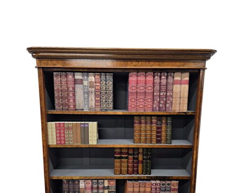 A GORGEOUS NEAT SIZE 19TH CENTURY VICTORIAN WALNUT OPEN BOOKCASE - ADDITIONAL PHOTO 4