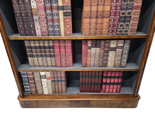 A GORGEOUS NEAT SIZE 19TH CENTURY VICTORIAN WALNUT OPEN BOOKCASE - ADDITIONAL PHOTO 5