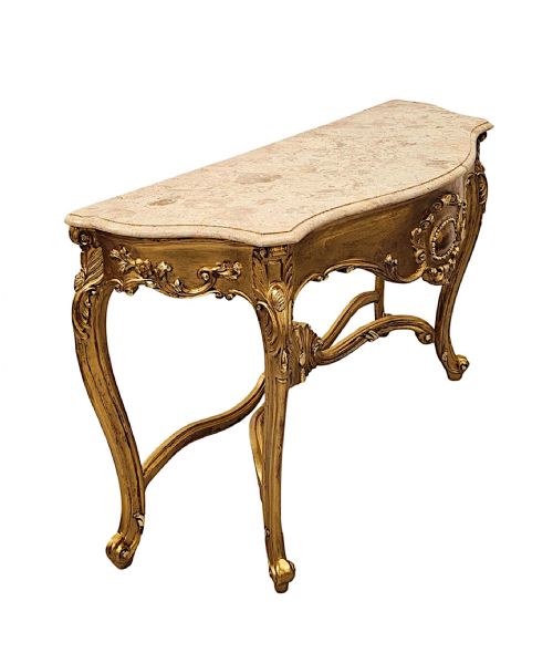 A VERY FINE EARLY 20TH CENTURY MARBLE TOP GILTWOOD CONSOLE TABLE - ADDITIONAL PHOTO 1