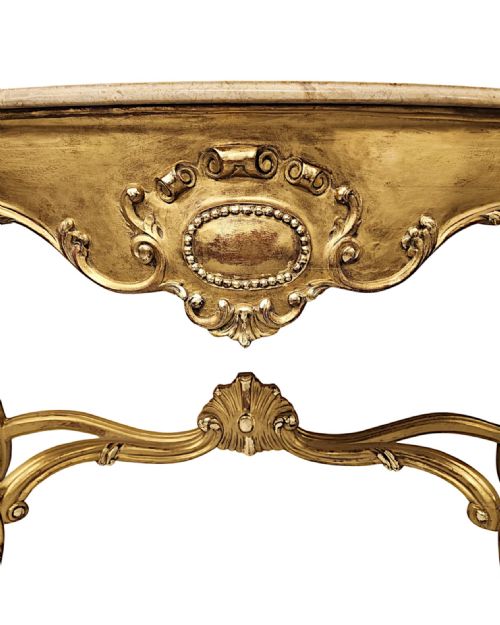 A VERY FINE EARLY 20TH CENTURY MARBLE TOP GILTWOOD CONSOLE TABLE - ADDITIONAL PHOTO 3