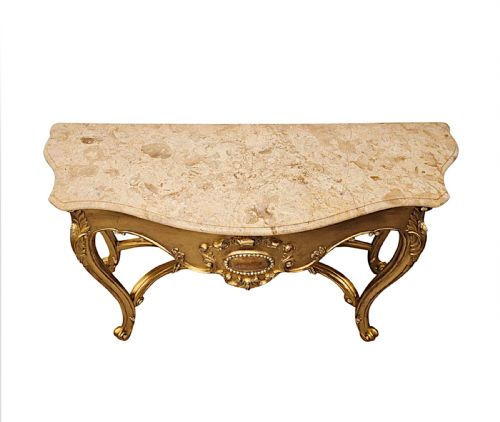 A VERY FINE EARLY 20TH CENTURY MARBLE TOP GILTWOOD CONSOLE TABLE - ADDITIONAL PHOTO 5