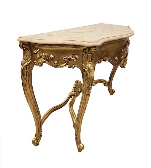 A VERY FINE EARLY 20TH CENTURY MARBLE TOP GILTWOOD CONSOLE TABLE - ADDITIONAL PHOTO 6