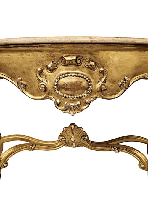 A VERY FINE EARLY 20TH CENTURY MARBLE TOP GILTWOOD CONSOLE TABLE - ADDITIONAL PHOTO 7