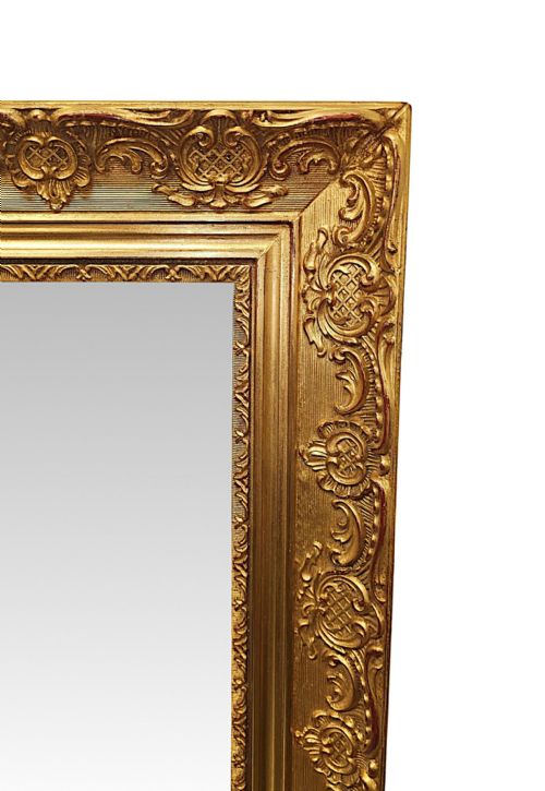 A VERY RARE PAIR OF EARLY 20TH CENTURY LARGE SIZE GILTWOOD OVERMANTEL MIRRORS OF SIMPLE DESIGN - ADDITIONAL PHOTO 3