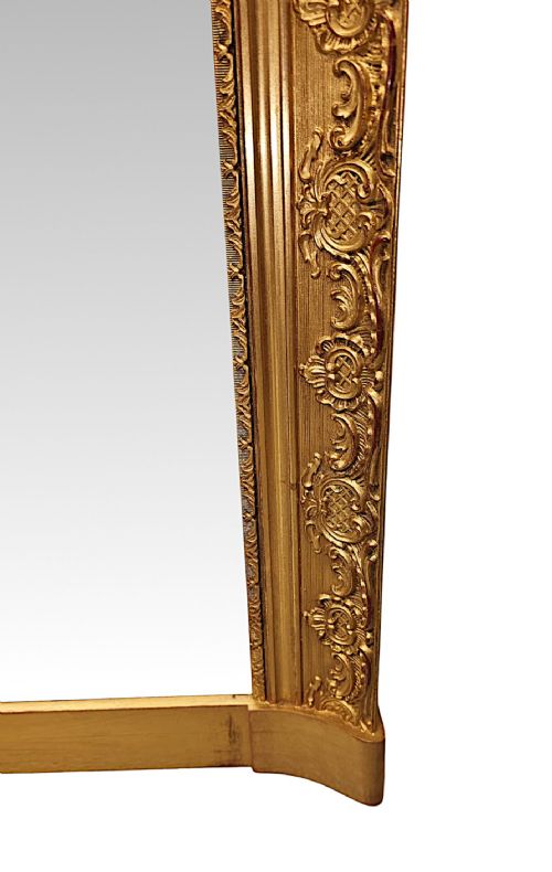 A VERY RARE PAIR OF EARLY 20TH CENTURY LARGE SIZE GILTWOOD OVERMANTEL MIRRORS OF SIMPLE DESIGN - ADDITIONAL PHOTO 5