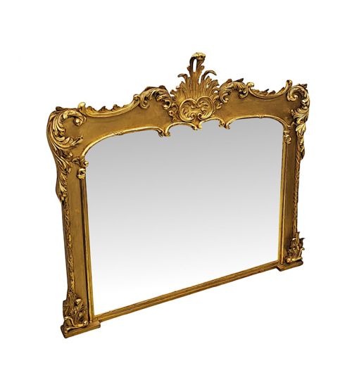 A VERY RARE EARLY 19TH CENTURY GILTWOOD OVERMANTEL MIRROR - ADDITIONAL PHOTO 1
