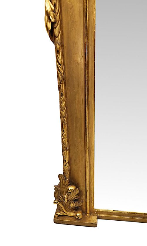 A VERY RARE EARLY 19TH CENTURY GILTWOOD OVERMANTEL MIRROR - ADDITIONAL PHOTO 7