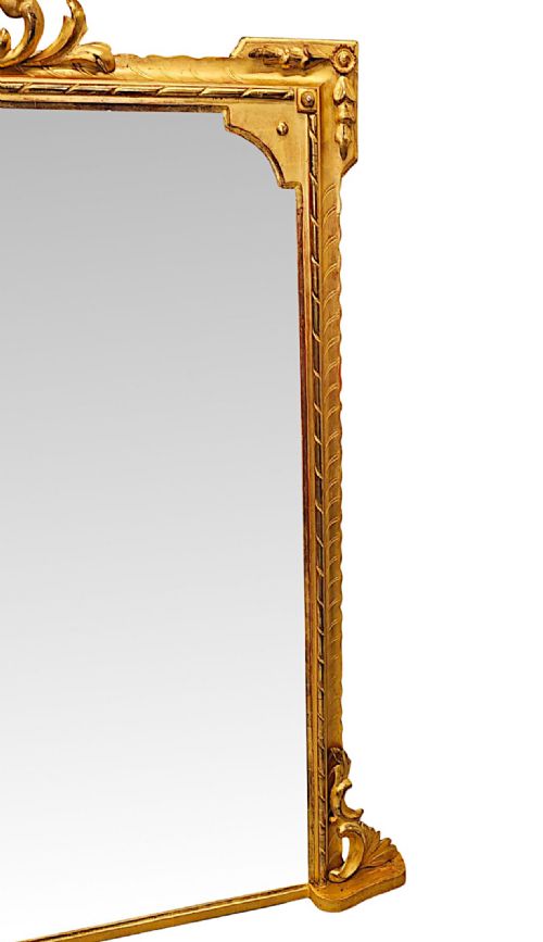 A STUNNING LARGE SIZE 19TH CENTURY GILTWOOD OVERMANTEL MIRROR - ADDITIONAL PHOTO 2