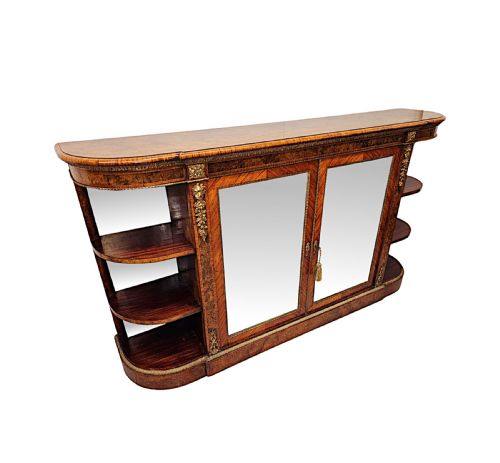 A VERY RARE 19TH CENTURY LARGE INLAID BURR WALNUT AND ORMOLU MOUNTED CREDENZA STAMPED 'GILLOWS' - ADDITIONAL PHOTO 1