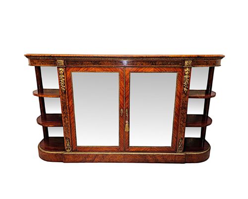A VERY RARE 19TH CENTURY LARGE INLAID BURR WALNUT AND ORMOLU MOUNTED CREDENZA STAMPED 'GILLOWS' - ADDITIONAL PHOTO 2