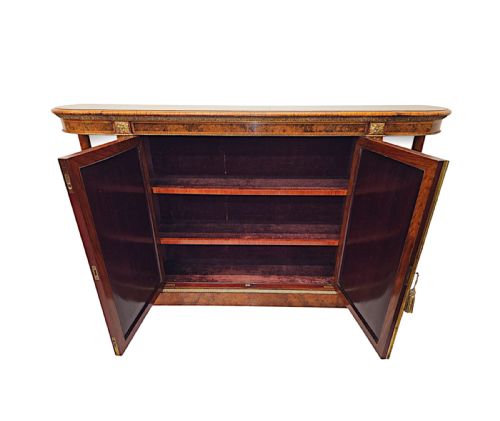 A VERY RARE 19TH CENTURY LARGE INLAID BURR WALNUT AND ORMOLU MOUNTED CREDENZA STAMPED 'GILLOWS' - ADDITIONAL PHOTO 7