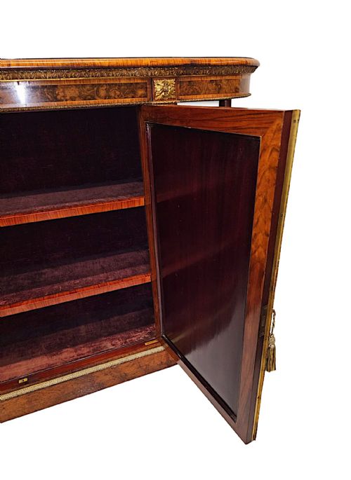 A VERY RARE 19TH CENTURY LARGE INLAID BURR WALNUT AND ORMOLU MOUNTED CREDENZA STAMPED 'GILLOWS' - ADDITIONAL PHOTO 8
