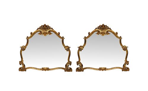 A Very Rare Pair of 19th Century Italian Giltwood Overmantel or Pier Mirrors