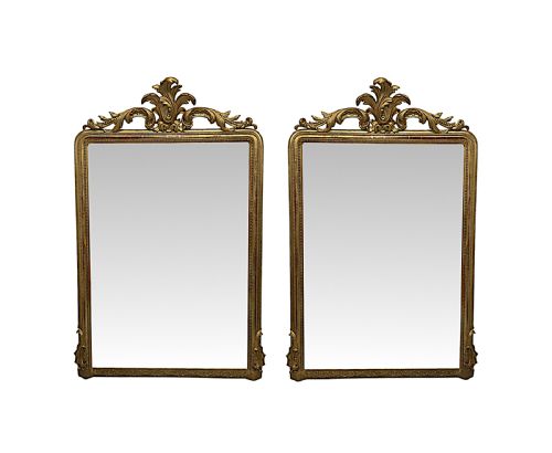A Very Rare Pair of Massive 19th Century Giltwood Overmantel Mirrors