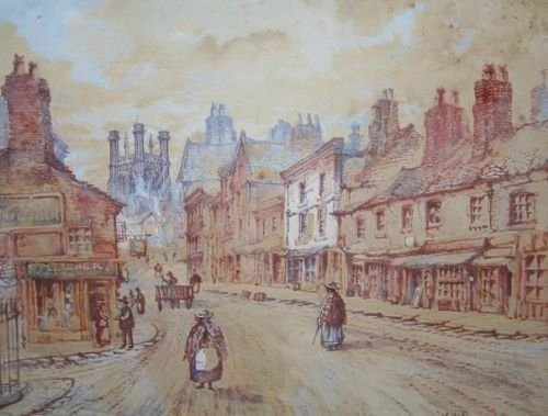 fig 2. Antique Watercolour Chester City Scene Painting (c. 1886)