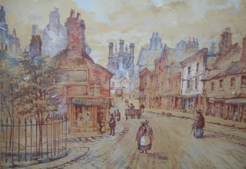 fig 3. Antique Watercolour Chester City Scene Painting (c. 1886)