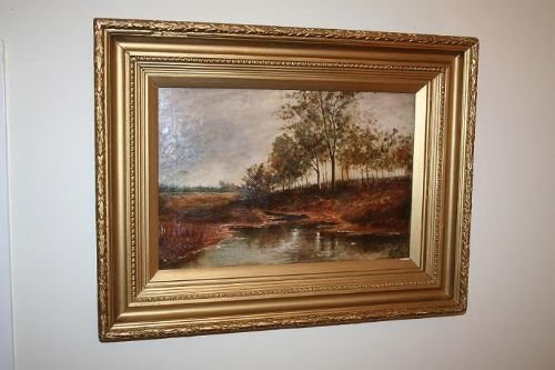 Pair of Antique Oil Landscape Paintings by W.m. Speed (C.1896)