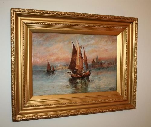 fig 2. Pair of Antique Oil Landscape Paintings by W.M. Speed (c.1896)