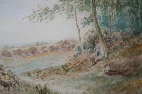 fig 1. Pair of Countryside Landscape Watercolour Paintings by T. Arnold (c.1890 - 1900)