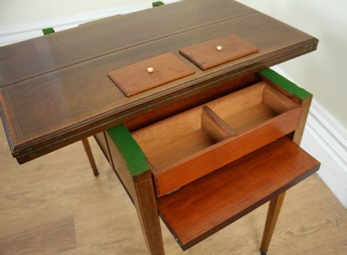 fig 2. Antique Edwardian Mahogany Fold-Over Card & Chess Games Table (Circa 1900)