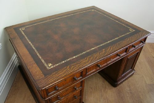 fig 1. Large Antique Victorian Oak Partners Desk (5ft x 4ft)