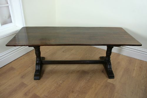 17th Century Style 7ft Three Plank Oak Refectory Table (C. 1900)