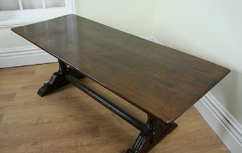 fig 1. 17th Century Style 7ft Three Plank Oak Refectory Table (c. 1900)