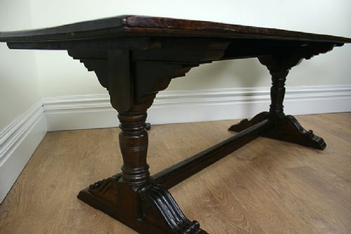 fig 3. 17th Century Style 7ft Three Plank Oak Refectory Table (c. 1900)