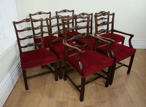 8 Ribbon Back Chippendale Style Mahogany Dining Chairs (C. 1900)
