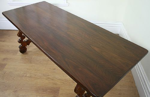 fig 1. 6ft 7” Spanish Three Plank Walnut Kitchen Farmhouse Refectory Table (c. 1920)