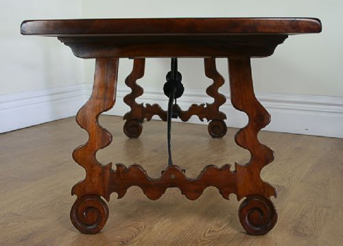 fig 2. 6ft 7” Spanish Three Plank Walnut Kitchen Farmhouse Refectory Table (c. 1920)
