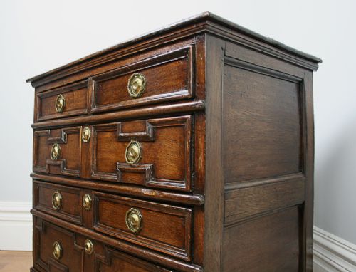 fig 4. William & Mary Oak Geometric Chest of Drawers (c. 1680)