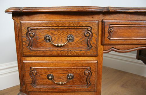 fig 3. Oak French 3rd Empire Carved Pedestal Desk (c.1900)