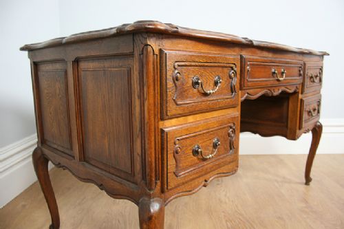 fig 6. Oak French 3rd Empire Carved Pedestal Desk (c.1900)