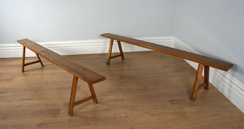 Pair of 7ft 4” French Cherry Wood Country Benches (C.1840)